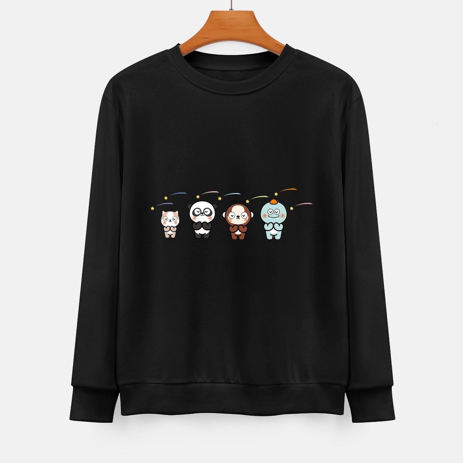 Front Patterned Long Sleeve TopShrink-Resistant Easy-Care